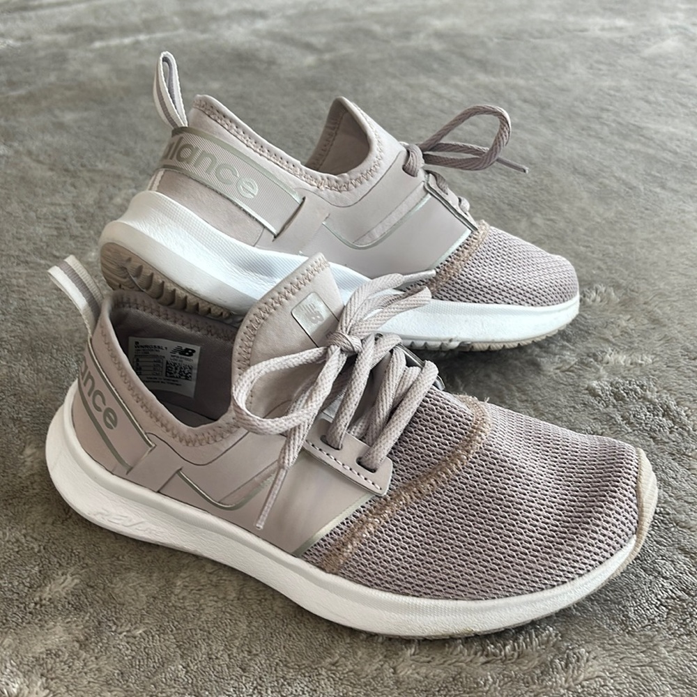 New Balance Women's Light Taupe/White Slip-On Sneakers